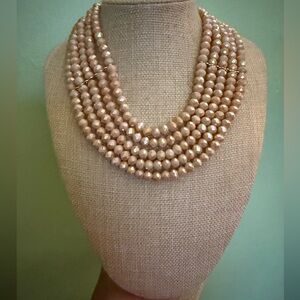 Elegant Multi-Strand Faceted Bead Necklace with ornate clasp